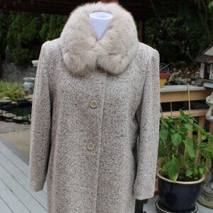 VTG Forecaster of Boston Women Coat SZ 16 Wool Blend Real Fur Collar